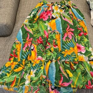 Tropical Parrot Print Skirt